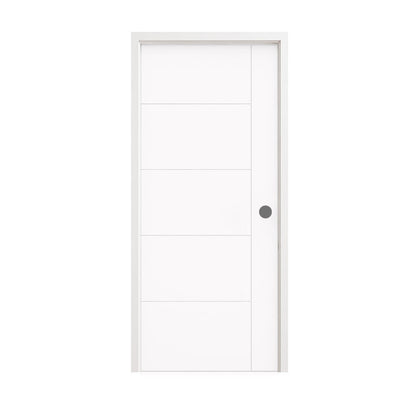 18 in. x 80 in. 1-Panel Shaker Solid Core Primed White MDF Prehung Interior Door with Black Hinges - Interior Doors