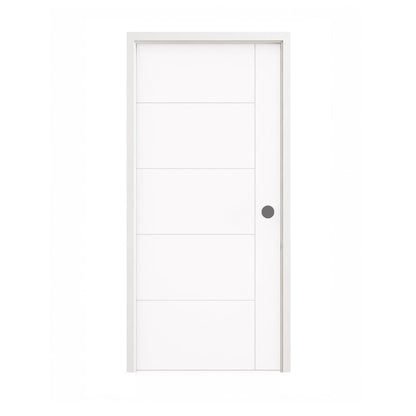 18 in. x 80 in. 1-Panel Shaker Solid Core Primed White MDF Prehung Interior Door with Black Hinges - Interior Doors