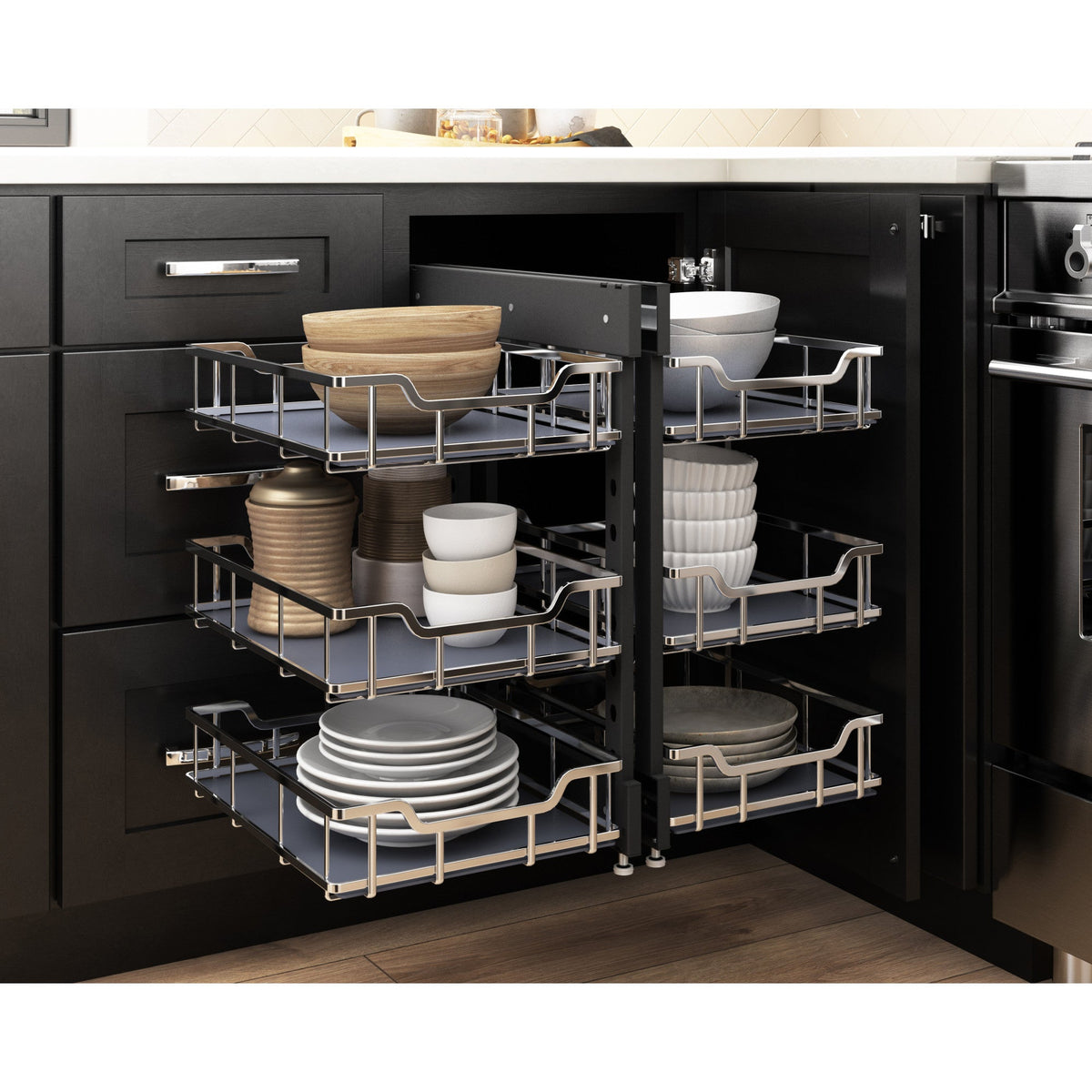 Extra Polished Chrome Baskets for 18" STORAGE WITH STYLE® Blind Corner Organizer