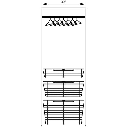 Dark Bronze Closet Pullout Basket with Slides 14"D x 29"W x 6"H