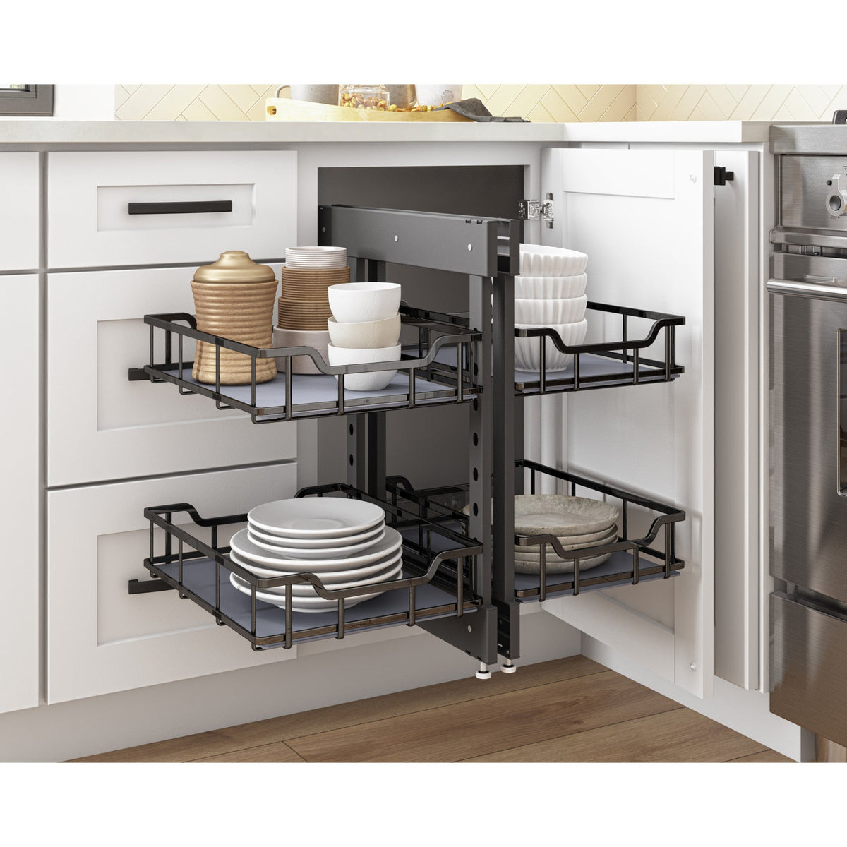 18" Black Nickel STORAGE WITH STYLE® Full-Height Blind Corner Organizer