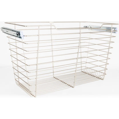 Satin Nickel Closet Pullout Basket with Slides 16"D x 17"W x 17"H