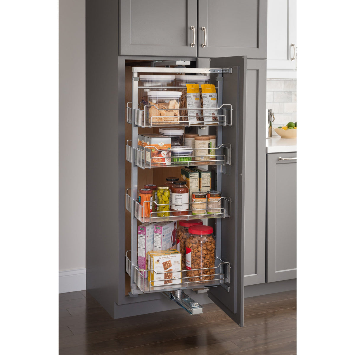 12" Wide 74" Tall Chrome Wire Soft-close Pantry Swingout