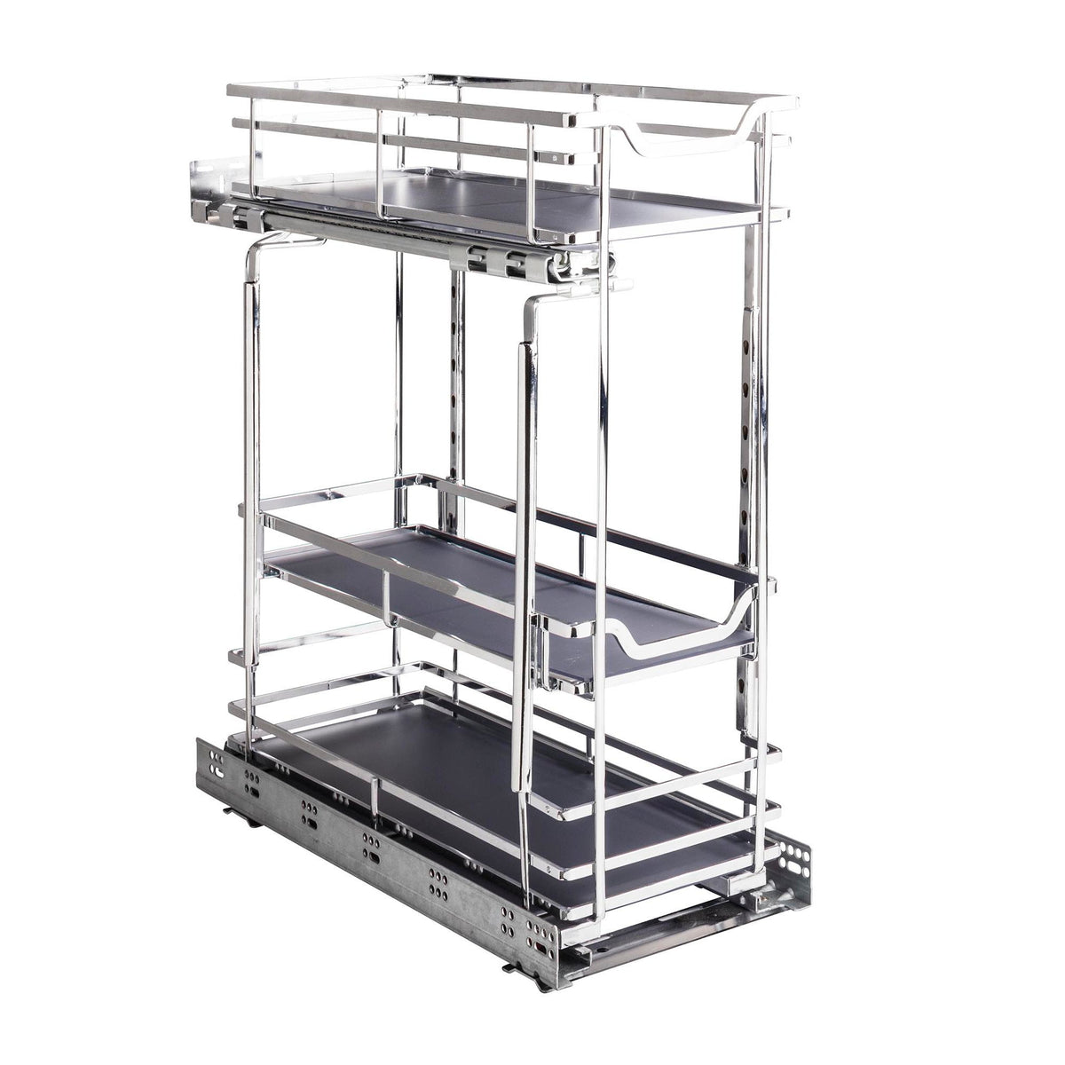 8" Polished Chrome STORAGE WITH STYLE® Metal "No Wiggle" Soft-close Base Pullout