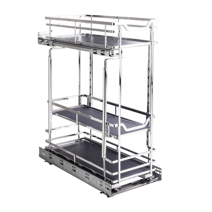 8" Polished Chrome STORAGE WITH STYLE® Metal "No Wiggle" Soft-close Base Pullout