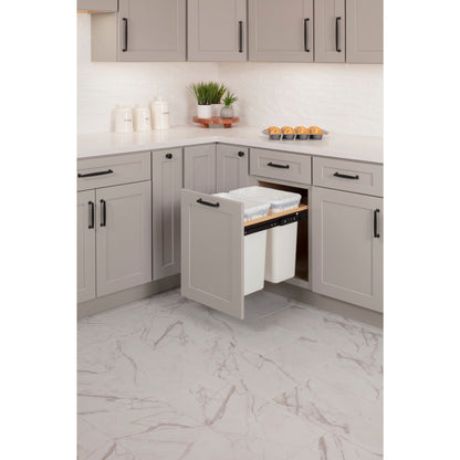 Double White 35 Quart Top-Mount Trashcan Pullout for 15" Opening