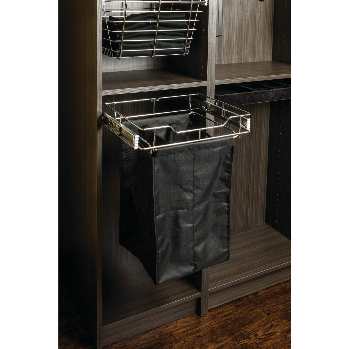 Dark Bronze 14" Deep Pullout Canvas Hamper with Removable Laundry Bag