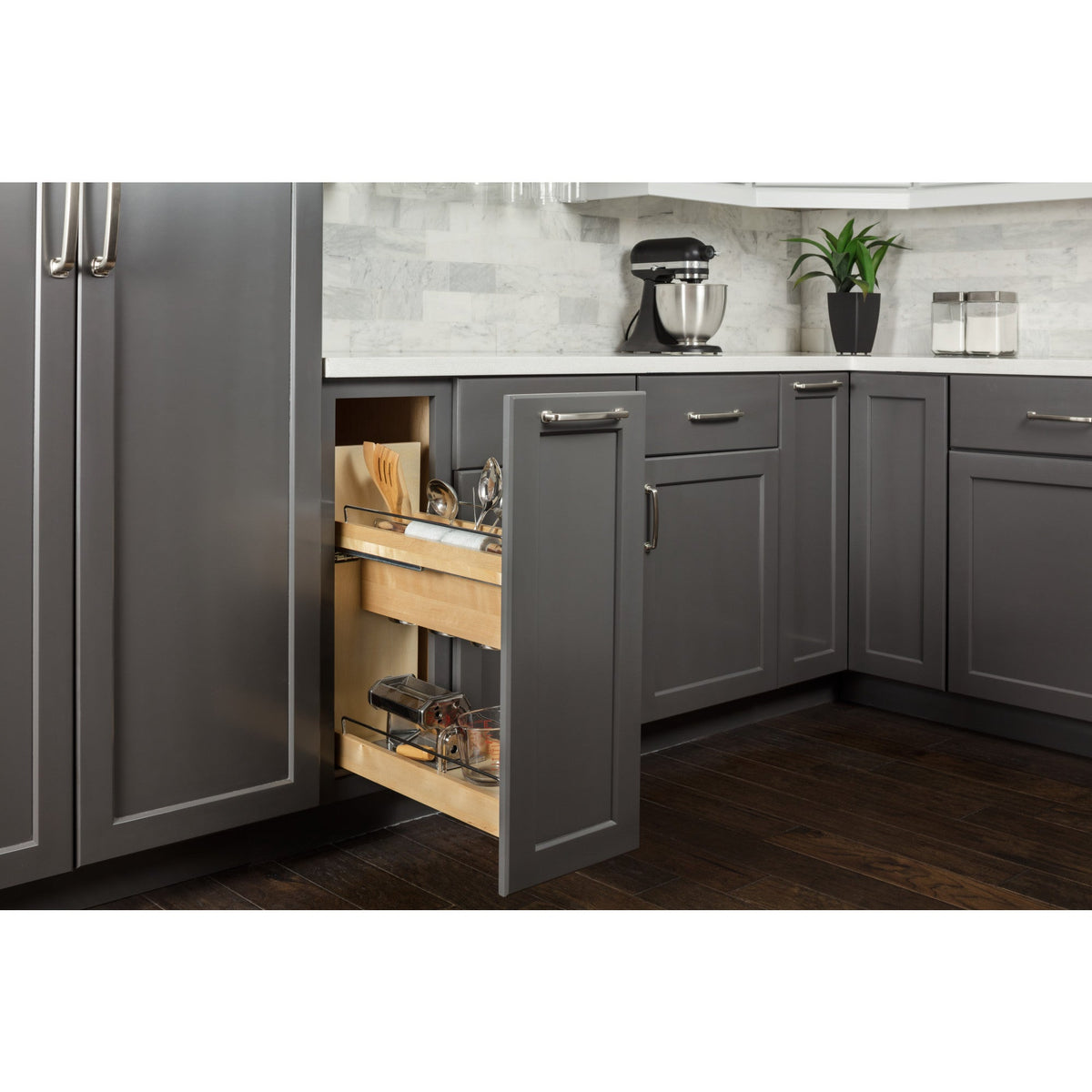 5" "No Wiggle" Utensil Bin Soft-close Base Cabinet Pullout