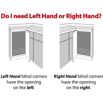 15" Grey and White Blind Corner Swingout for Openings on the Left of the Blind