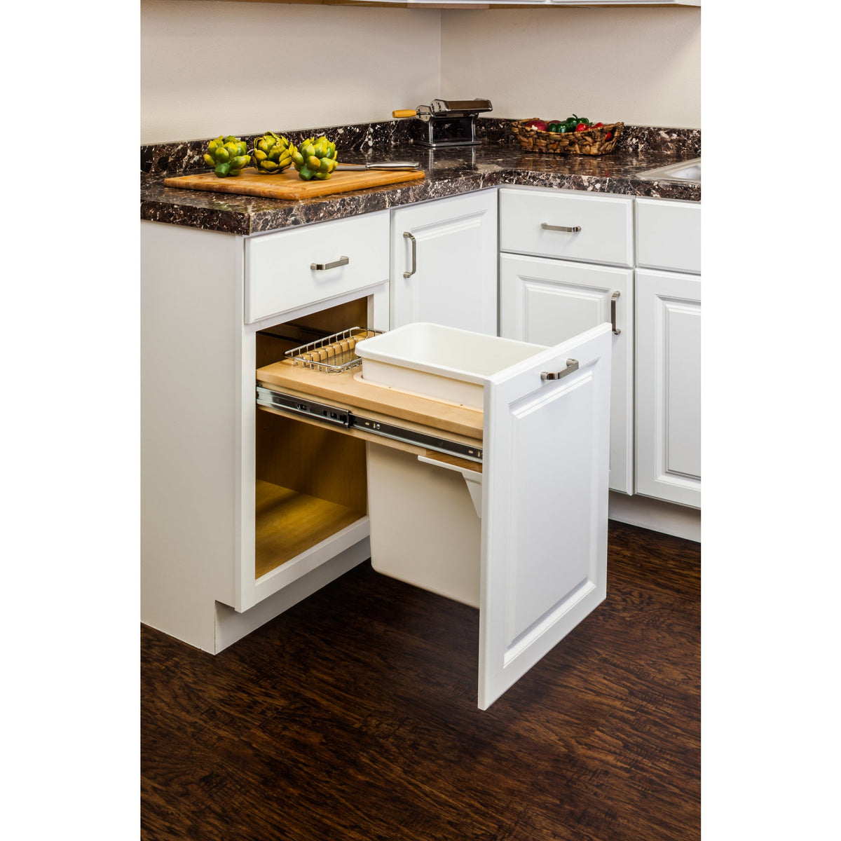Single Black 50 Quart Top-Mount Trashcan Pullout for 15" Opening