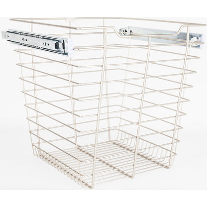 Satin Nickel Closet Pullout Basket with Slides 14"D x 17"W x 17"H