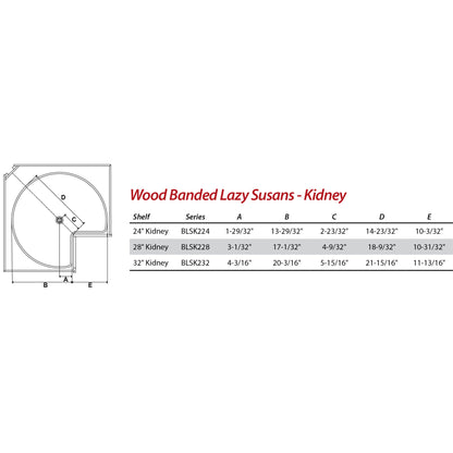 32" Kidney Two-Shelf Banded Wood Lazy Susan Set