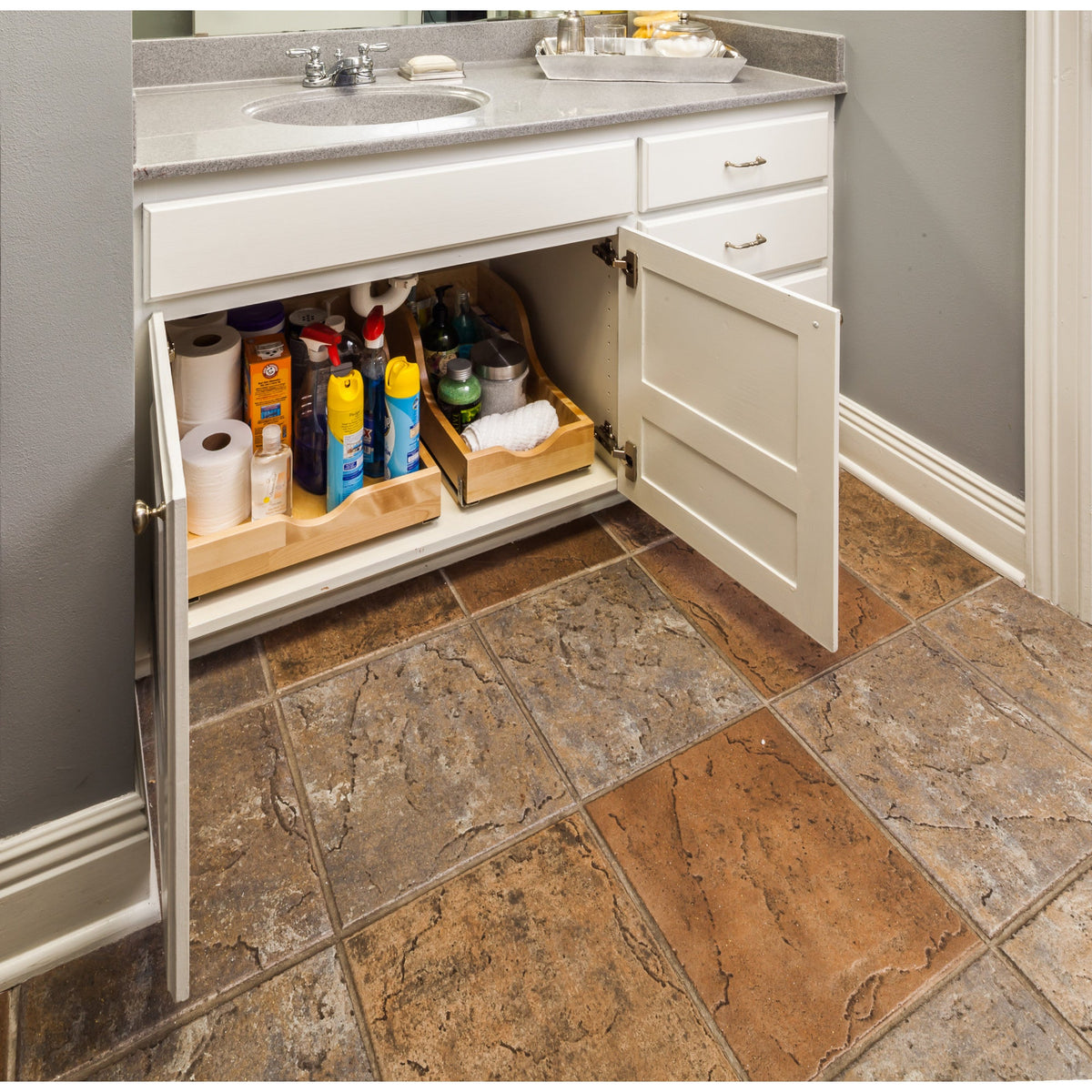 15" Wood High Back Rollout for Vanity Depth