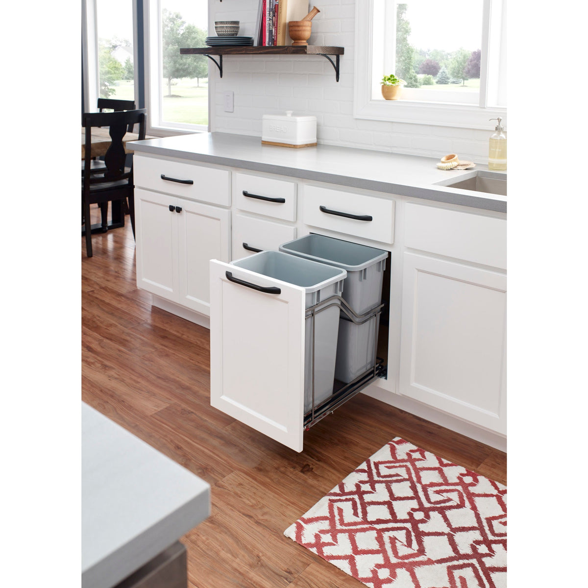 Double 35 Quart Black Nickel STORAGE WITH STYLE® Metal Soft-close Trashcan Pullout