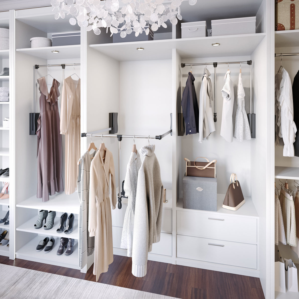 Chrome Expandable Wardrobe Lift for 21" - 24" Openings