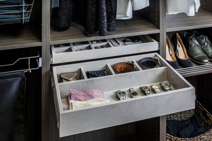 Grey Felt 5-Compartment Jewelry Organizer Drawer