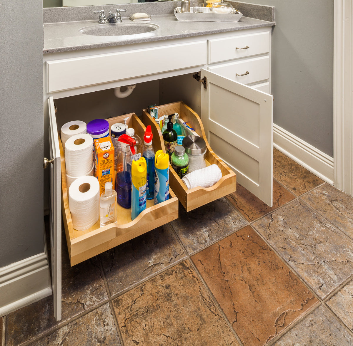 18" Wood High Back Rollout for Vanity Depth