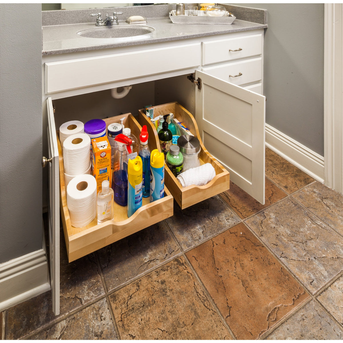 18" Wood High Back Rollout for Vanity Depth