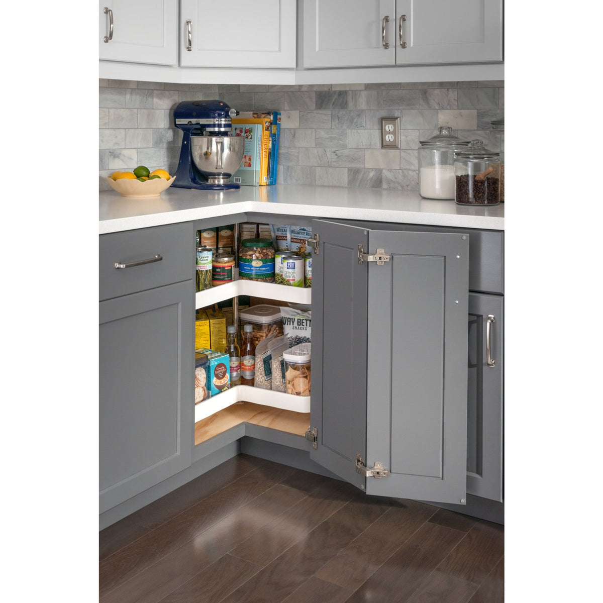 24" Kidney Two-Shelf Plastic Lazy Susan Set
