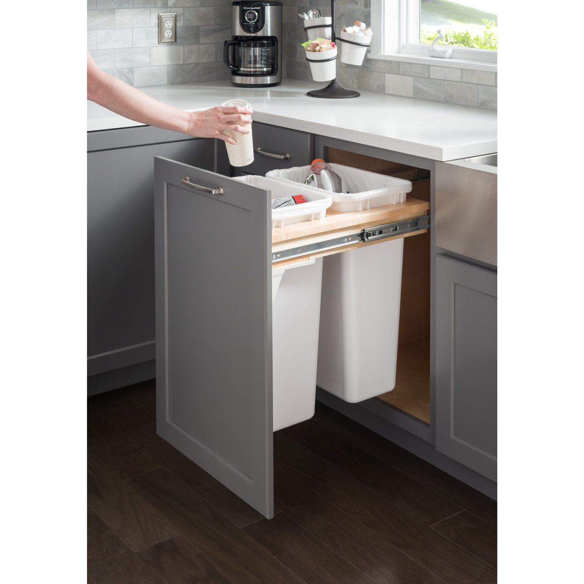 Double Black 50 Quart Top-Mount Trashcan Pullout for 21" Opening