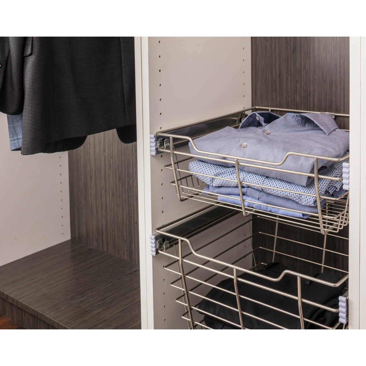Dark Bronze Closet Pullout Basket with Slides 16"D x 23"W x 6"H