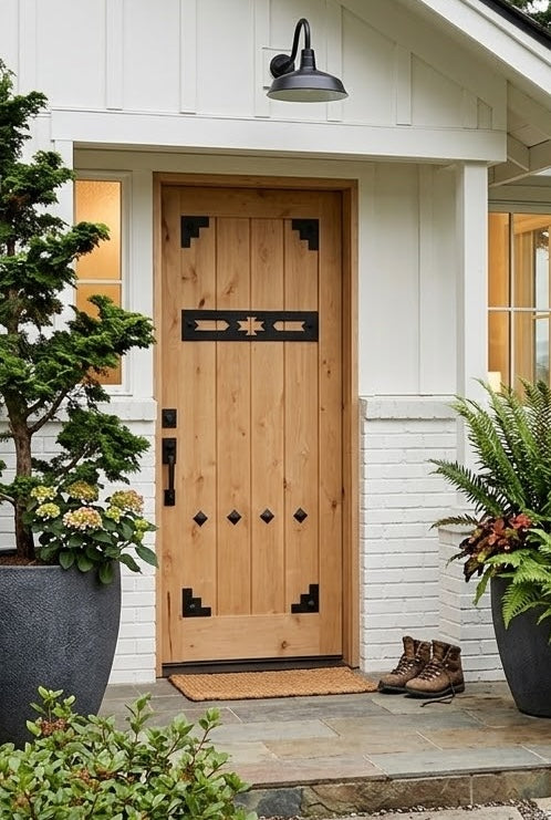 3/0x6/8 Western Knotty Alder Front Door with Clavos
