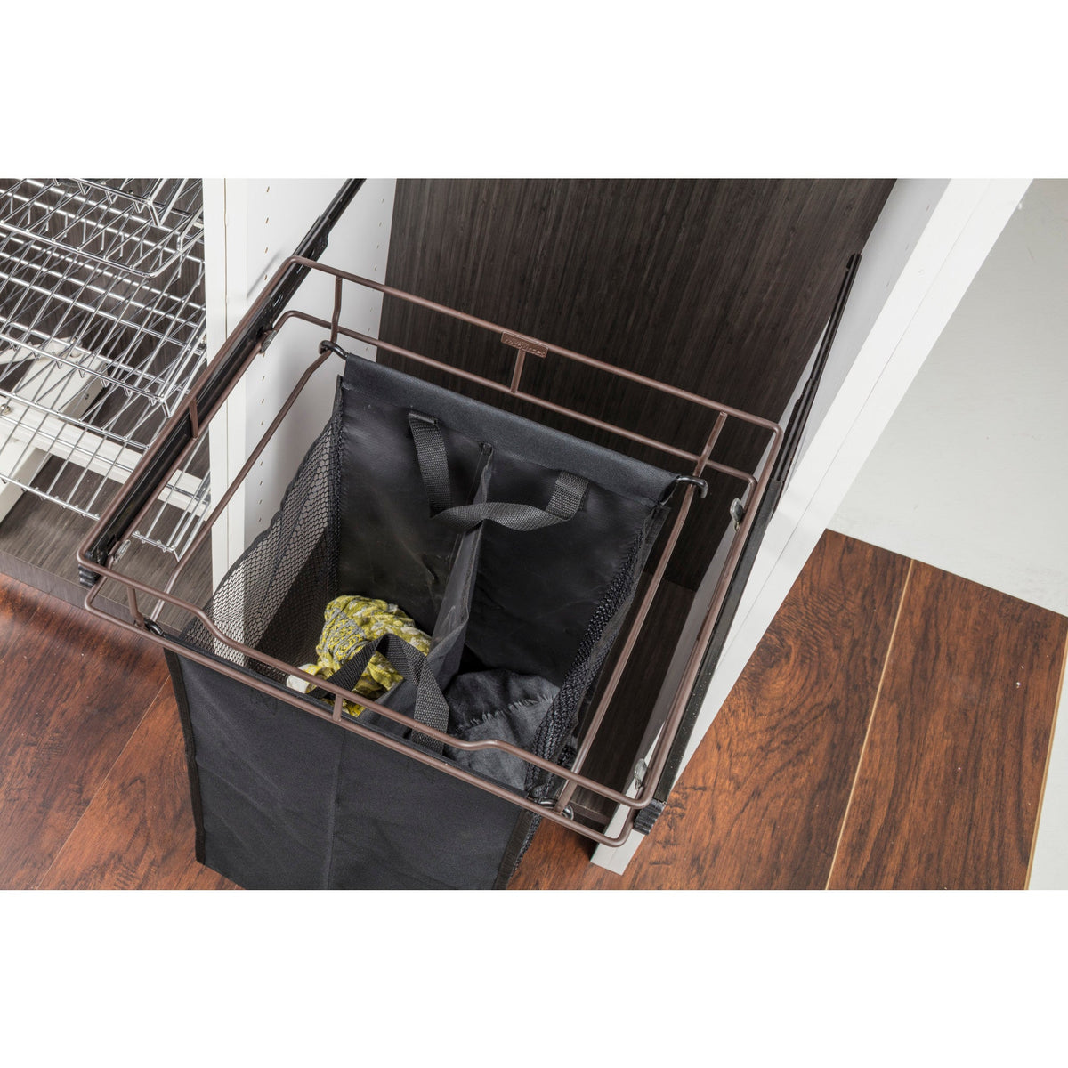 Dark Bronze 14" Deep Pullout Canvas Hamper with Removable Laundry Bag