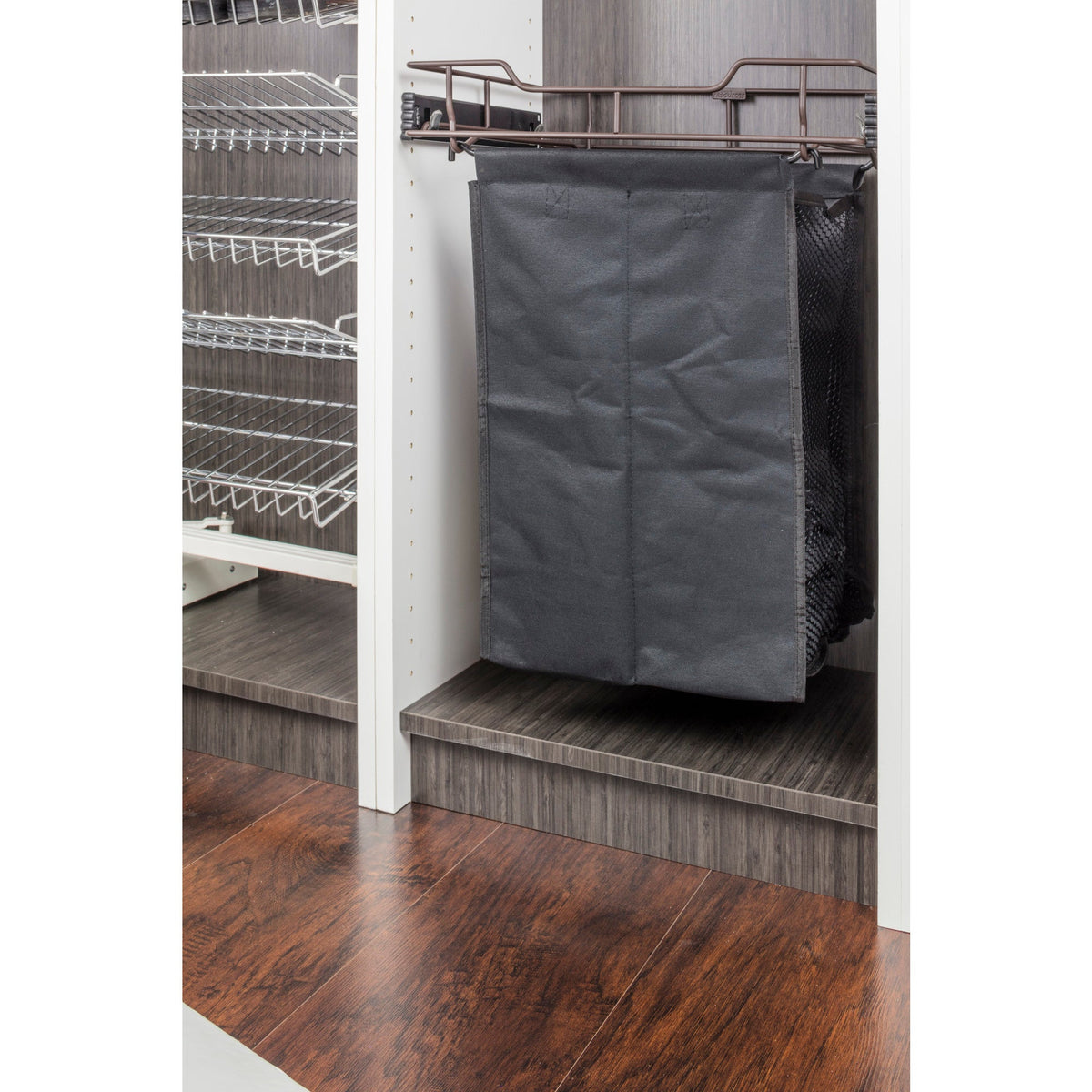 Dark Bronze 14" Deep Pullout Canvas Hamper with Removable Laundry Bag