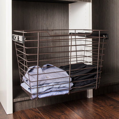 Dark Bronze Closet Pullout Basket with Slides 14"D x 23"W x 17"H