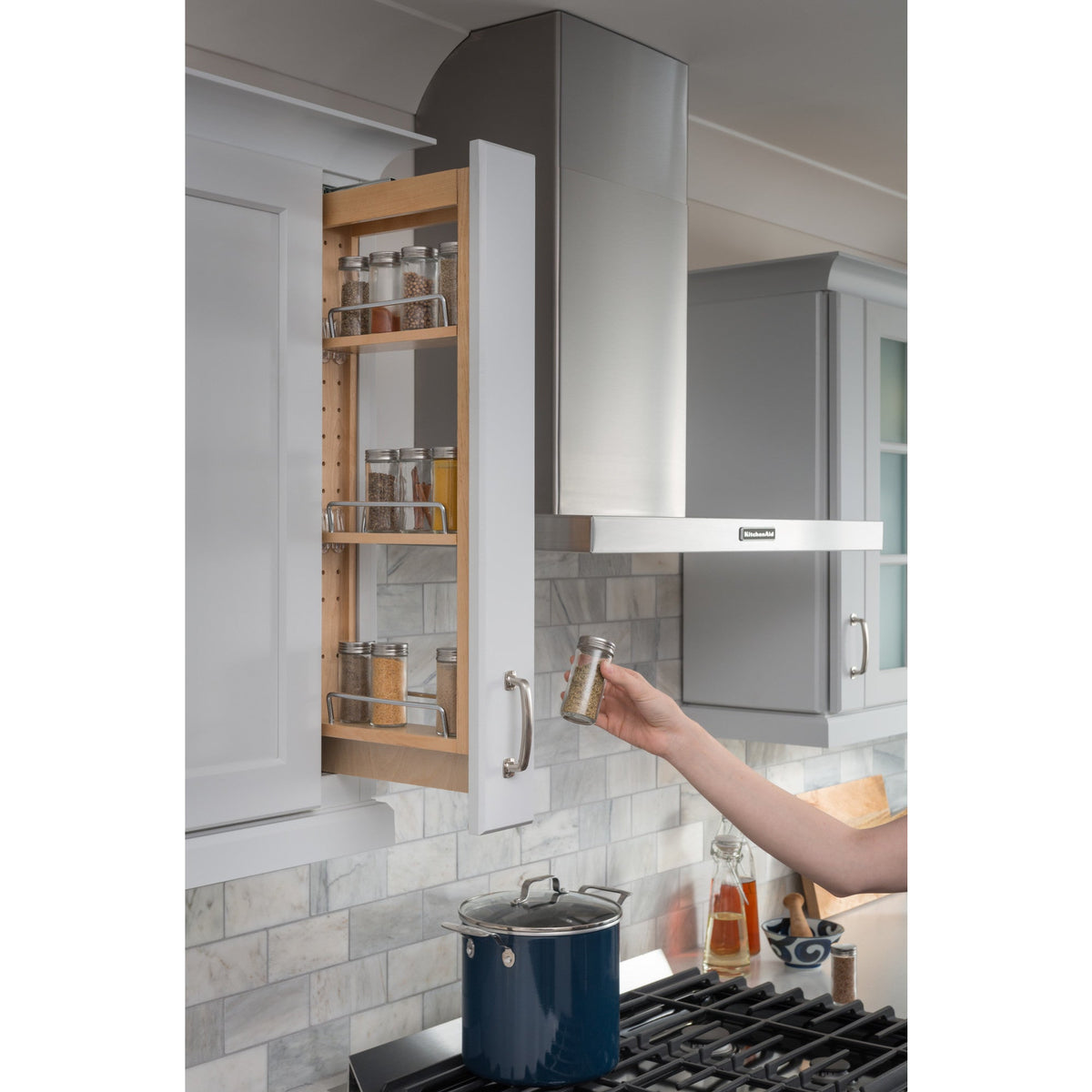 3" Wide 42" Tall Upper Wall Cabinet Pullout Filler