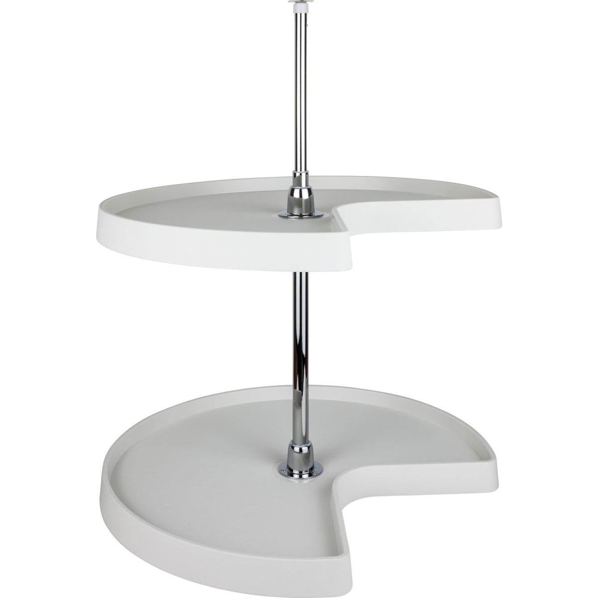 32" Kidney Two-Shelf Plastic Lazy Susan Set with Chrome Hubs