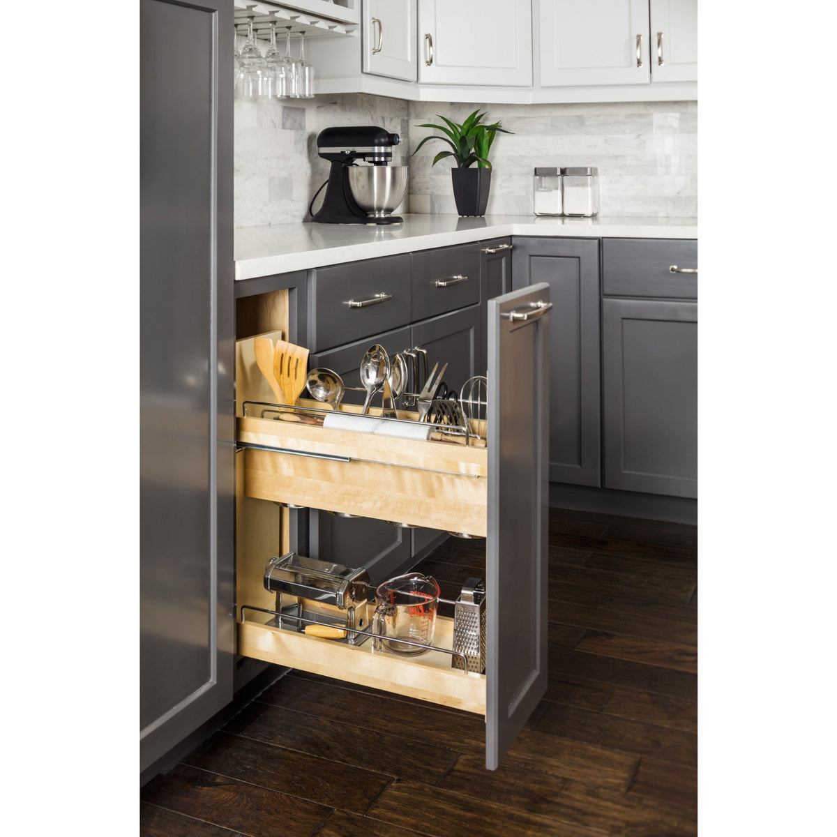5" "No Wiggle" Utensil Bin Soft-close Base Cabinet Pullout