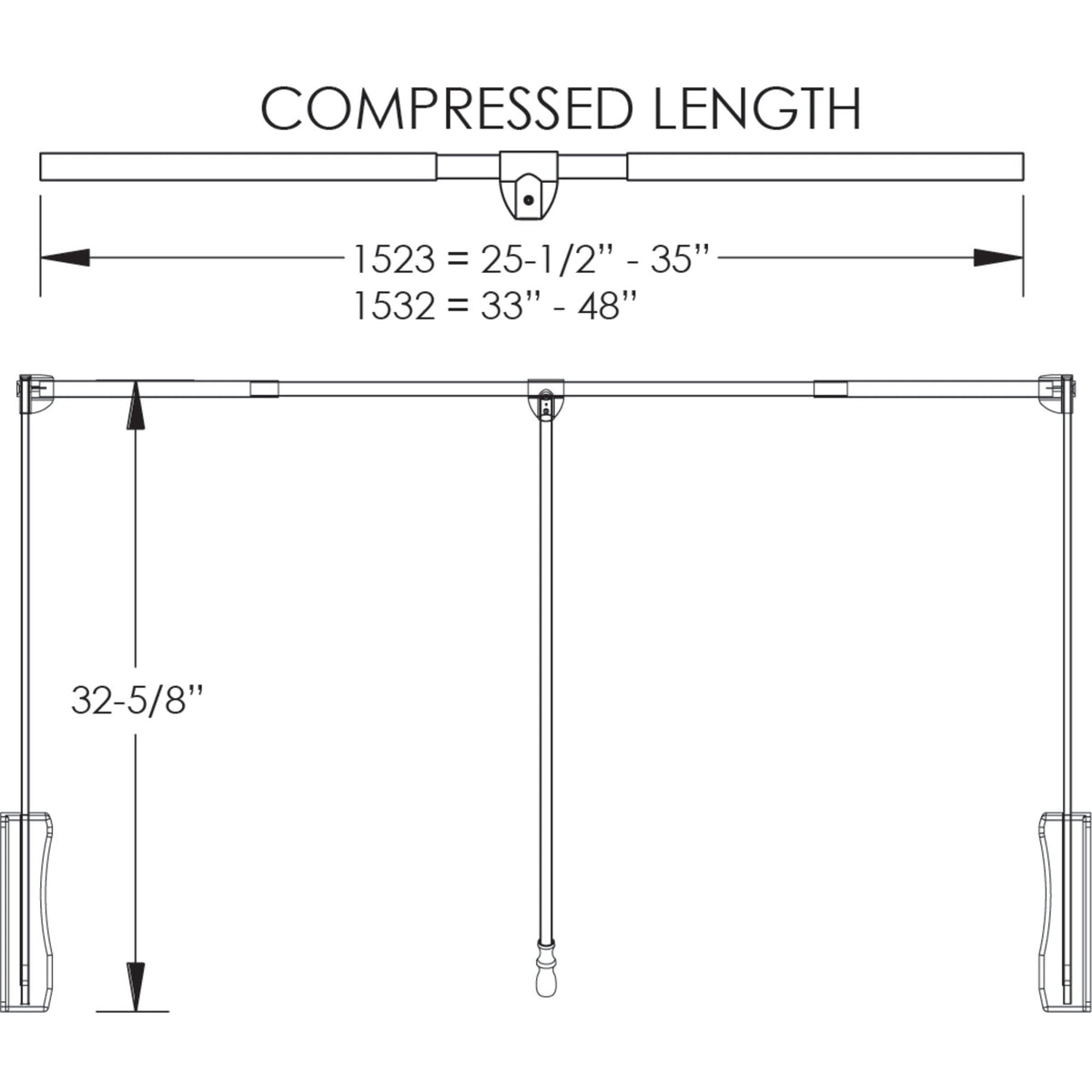 Polished Chrome Soft-close Expandable Wardrobe Lift for 25-1/2" - 35" Openings