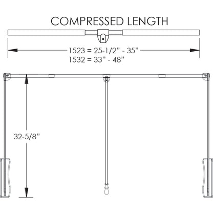 Polished Chrome Soft-close Expandable Wardrobe Lift for 25-1/2" - 35" Openings