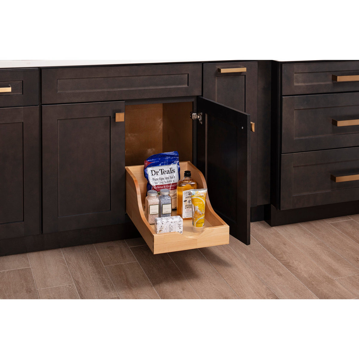 15" Wood High Back Rollout for Vanity Depth