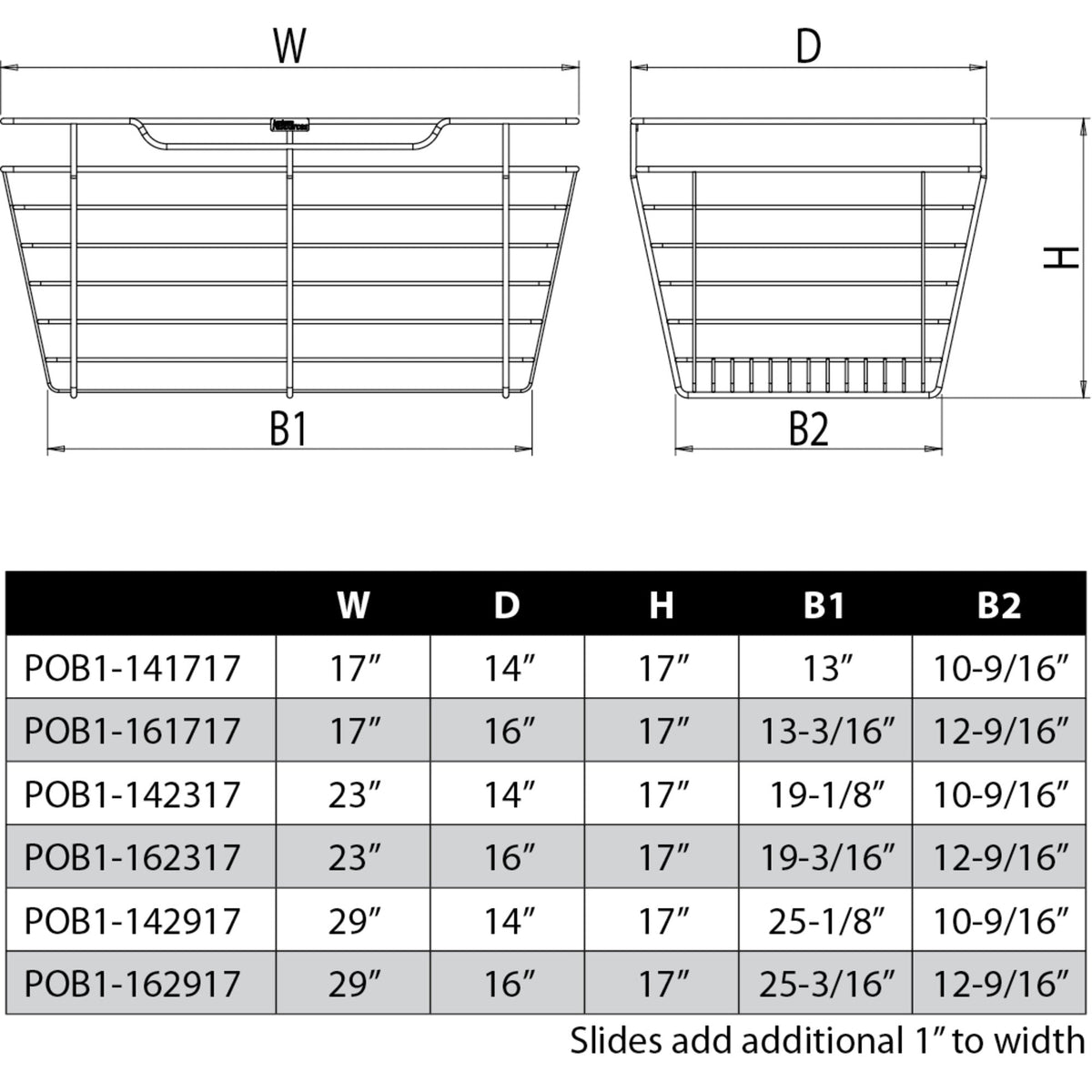 Satin Nickel Closet Pullout Basket with Slides 14"D x 23"W x 17"H