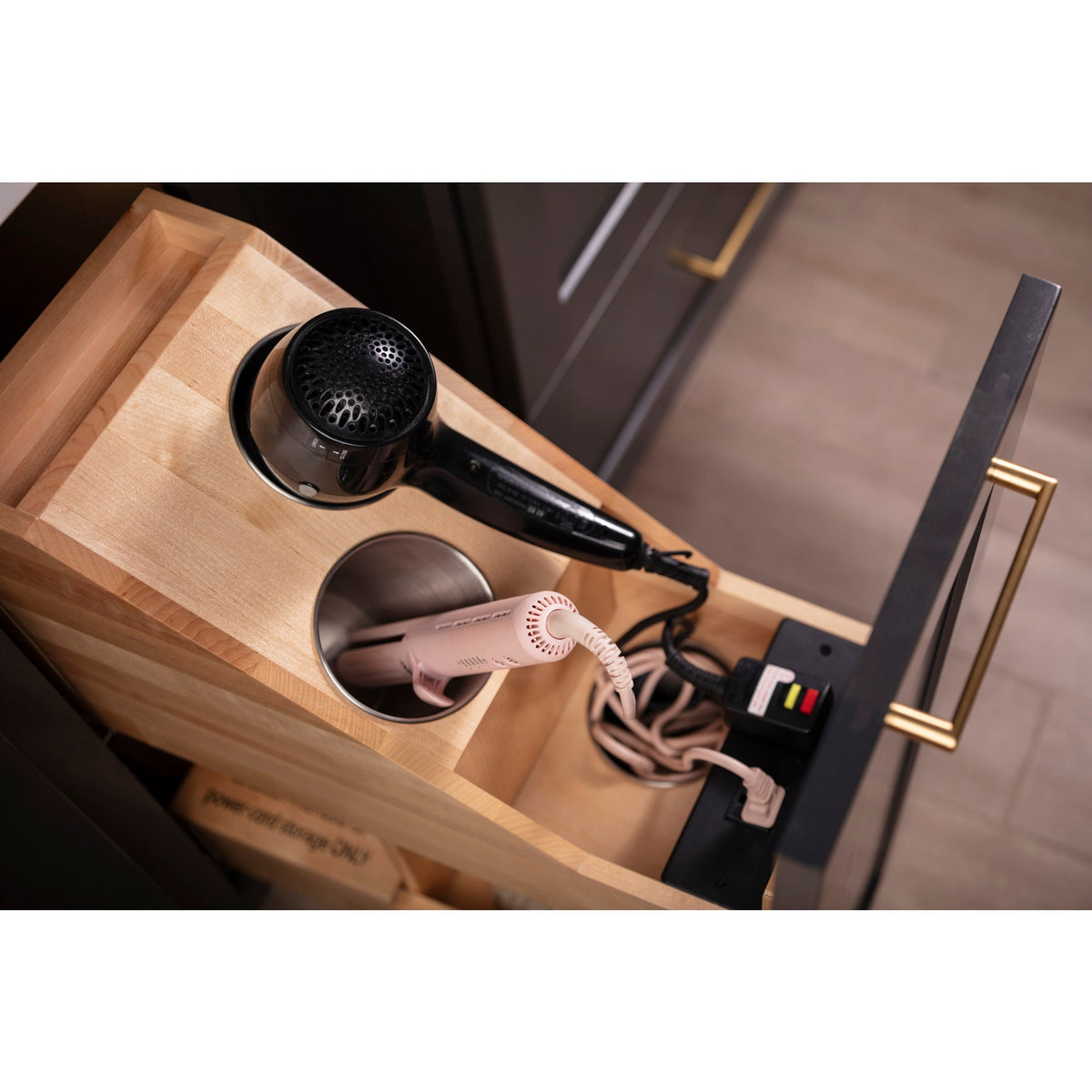 8" "No Wiggle" Powered Vanity Pullout for 12" Standard Full Height Base Cabinet
